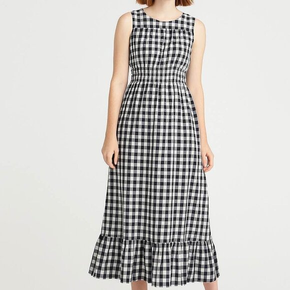 a new day Dresses & Skirts - A New Day Buffalo Plaid Midi Sleeveless Dress with Smocked Waist [size M]